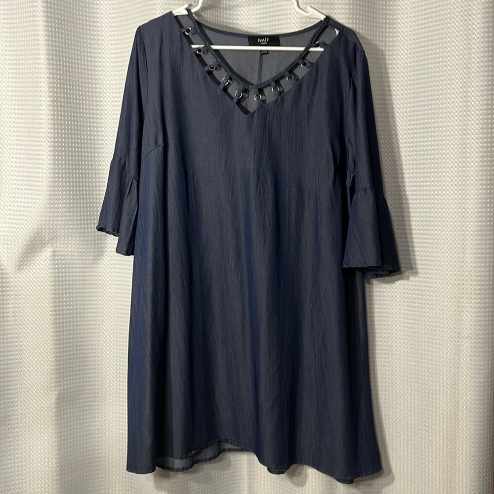 NAÏF Women’s Mid 3/4 length Bell Sleeve Mid Dress size 1X